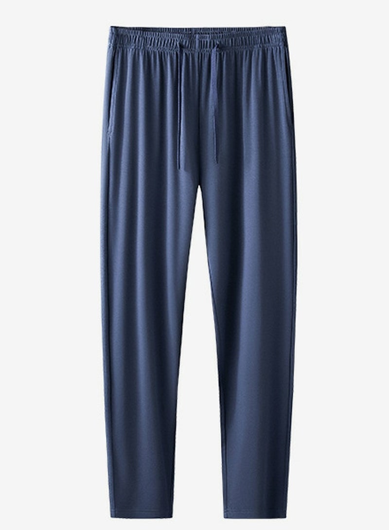 إسكدنيا Men's Solid Color Pajamas Pants Loose Pajamas Bottoms Sleep Pants Loungewear Navy Blue 