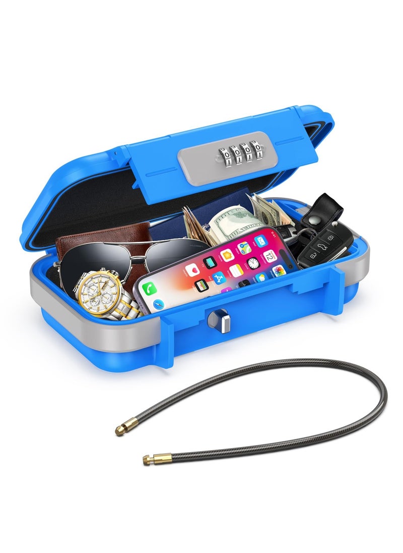 Excefore - Portable Safe Box, Combination Security Case LockBox with Code, Waterproof Anti-Theft Safe Lockbox, with Removable Chain, Portable Lock Box for Car Dorm Beach Hotel Personal Items Safe - Image 1