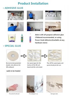 Topyich 12 Pcs 3D Wall Panel 3D Texture PVC Wallpaper Diamond Design Decorative Wall Cover For Living Room Lobby Bedroom Office PVC Material White Each 30x30cm  - Image 5
