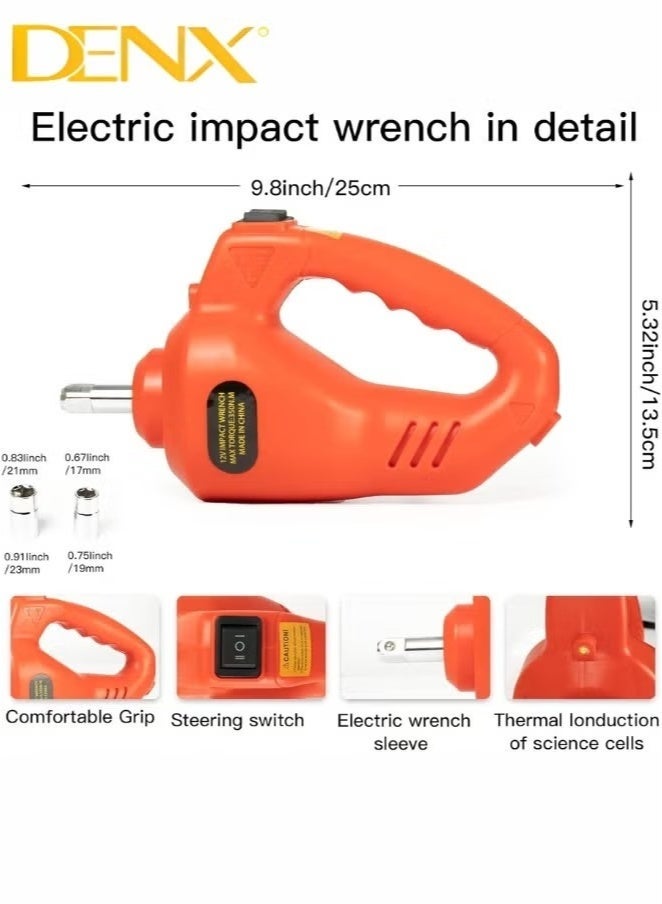 Denx Car Jack 5 Ton Hydraulic Car Jack Kit (Lifting Range:15~45 cm) with 12V Electric Impact Wrench for  Change Car Tires, (Electric jack + air blower + electric tire release device) - Image 3