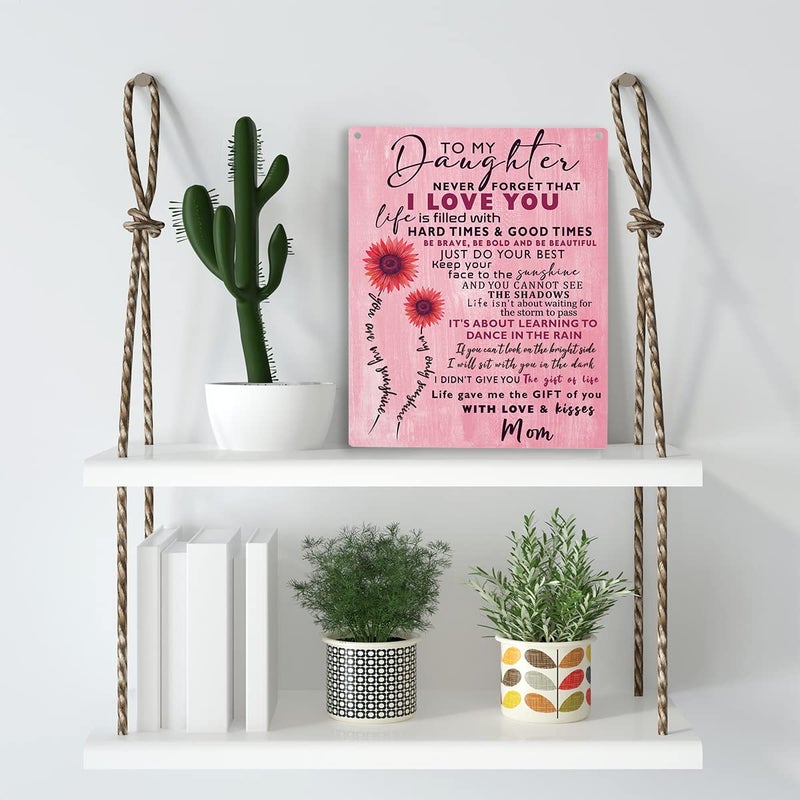 YCYD Inspirational Sunflower Daughter Gift from Mom Wall Art To My Daughter Wooden Hanging Sign Daughter Gifts Birthday Gifts for Daughter Sign for Living Room Home Bedroom Girls Room Decor 8 x 10 Inches - Image 3