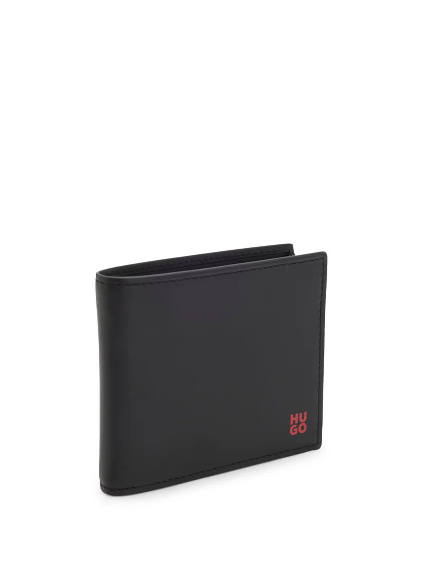 هوجو Leather wallet with red stacked logo
