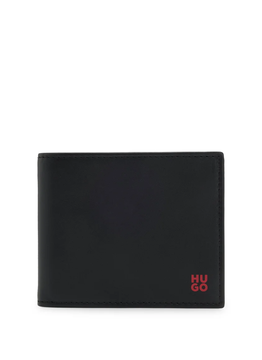 هوجو Leather wallet with red stacked logo