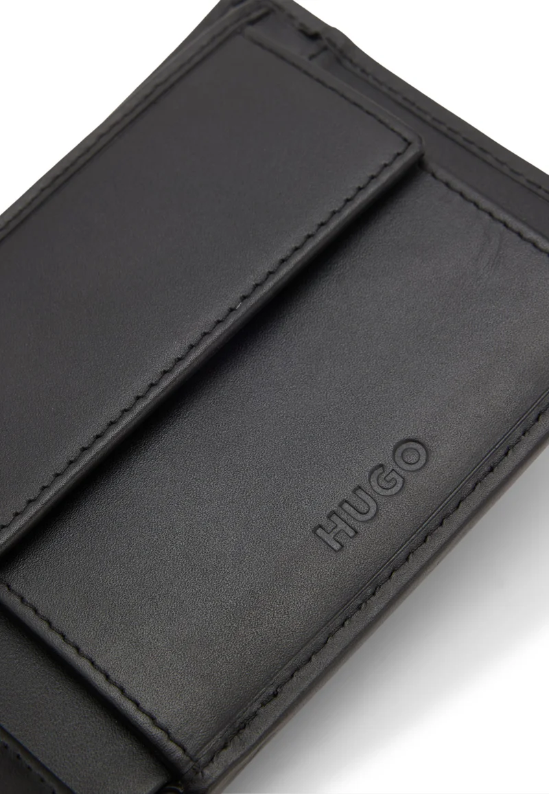 HUGO Leather wallet with red stacked logo
