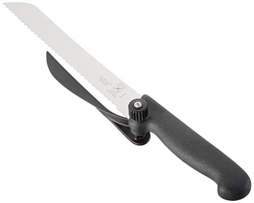 Mercer Culinary MercerSlice Right Handed Serrated Knife with Adjustable Slicing Guide Black 814 Inch