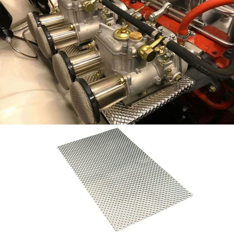 Embossed Aluminum Heat Shield 12'' x 20'' High Temperature Thermal Barrier Exhaust Electrical for Cars/Turbo Manifold