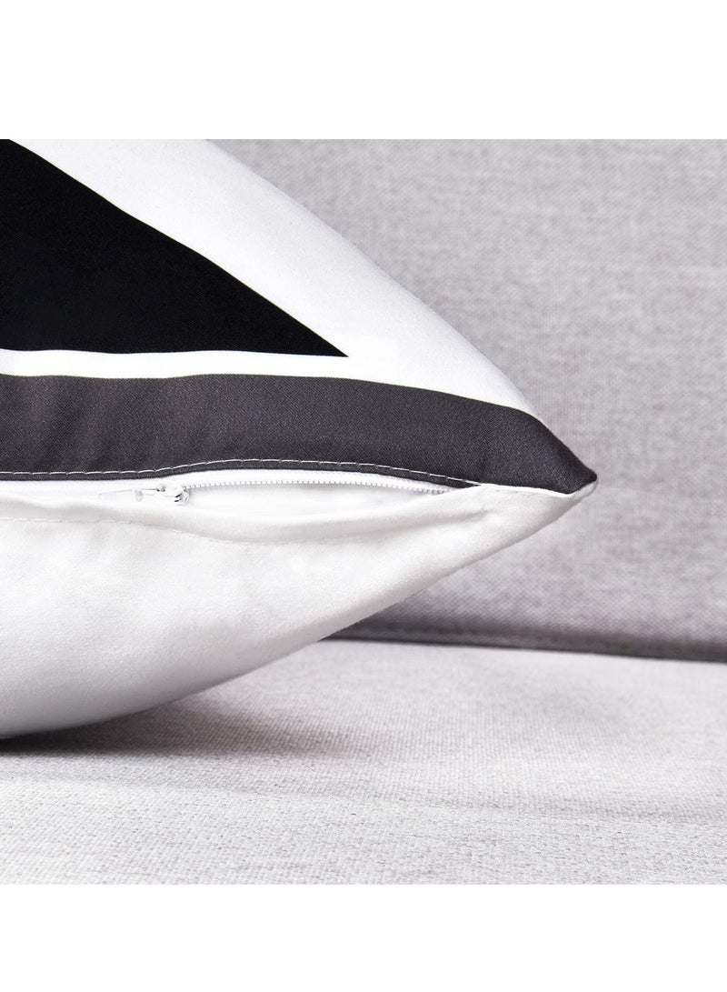 KASTWAVE Throw Pillow Covers, Modern Geometric Pillowcase Set of 4 Throw Cushion Cover for Bed Couch Sofa Office Decor, 18 × 18 Inches, Black and White - Image 4