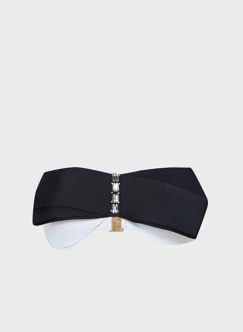RIVER ISLAND Diamante Bow Bikini Top
