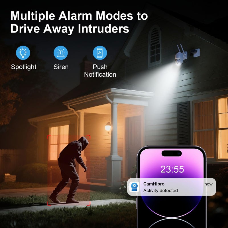 HOSAFE.COM Plug-in Cameras for Home Security 4MP HD, Hosafe WiFi Security Cameras Wireless Outdoor, Outdoor Camera Wireless, Motion Detection, Pan Tilt Auto Tracking, Two Way Audio, Color Night Vision, IP66 - Image 4