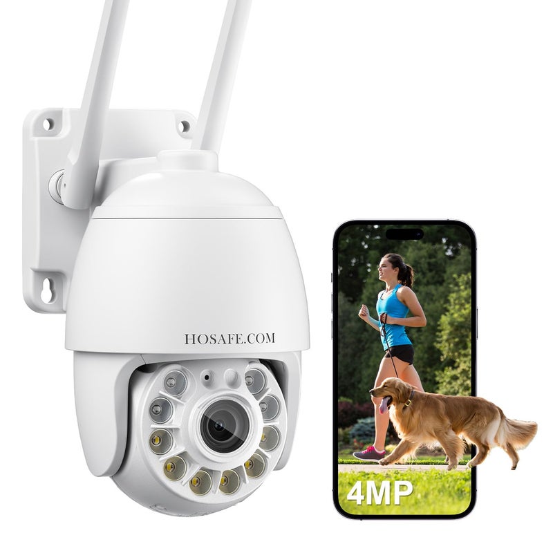 HOSAFE.COM Plug-in Cameras for Home Security 4MP HD, Hosafe WiFi Security Cameras Wireless Outdoor, Outdoor Camera Wireless, Motion Detection, Pan Tilt Auto Tracking, Two Way Audio, Color Night Vision, IP66 - Image 1
