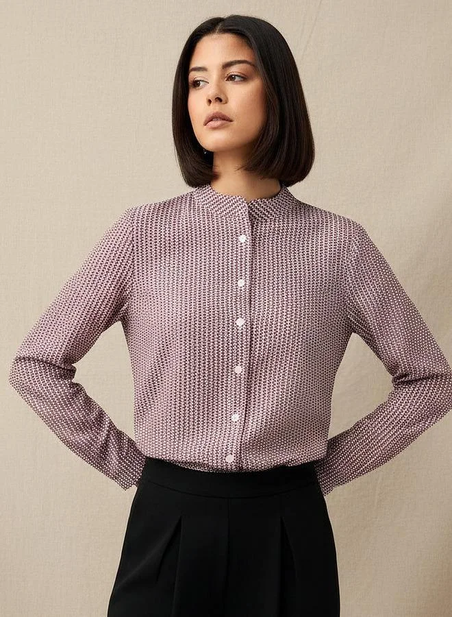 Splash FAV Regular Fit Printed Shirt with Mandarin Collar