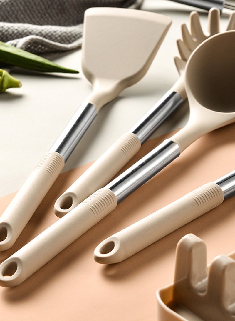 LEOKOR 13 Pcs Kitchen Cooking Utensils Set Heat-resistant Silicone Spatula Tools Set with Stainless Steel Handle - Image 4