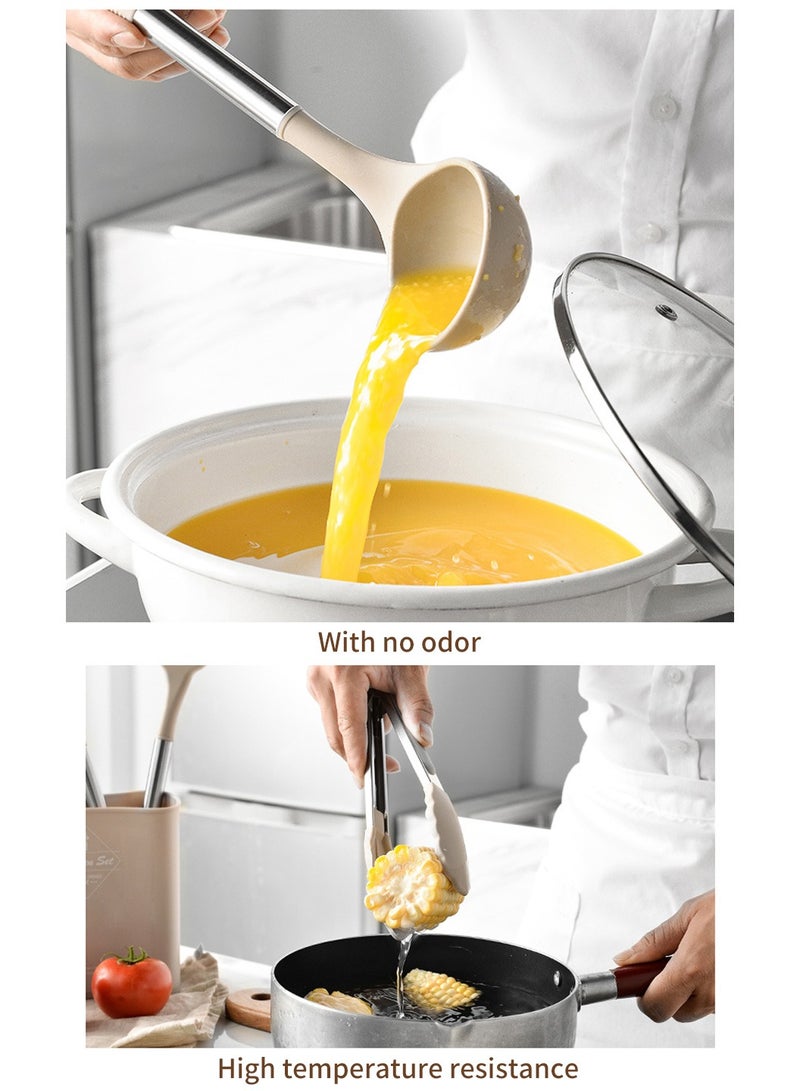 LEOKOR 13 Pcs Kitchen Cooking Utensils Set Heat-resistant Silicone Spatula Tools Set with Stainless Steel Handle - Image 5