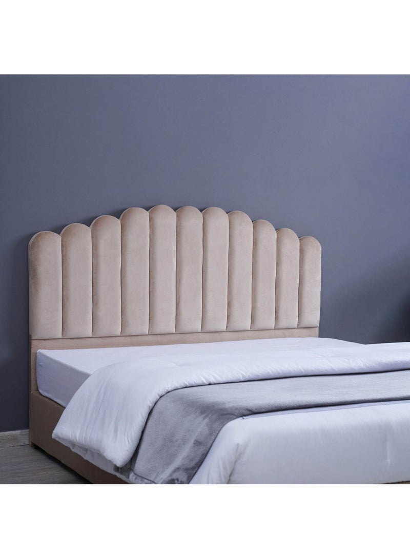 Karnak Almira Upholstered Velvet Bed Frame Bedroom Furniture Strong And Sturdy Modern Design Wooden Bed | Quiet & Comfortable (Queen - 160x200cm, Beige) - Image 2