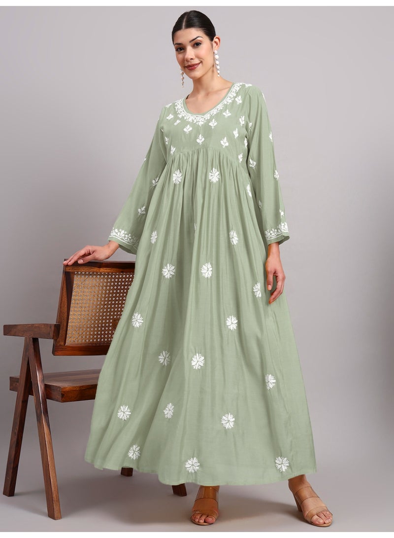 الايا جلابية شانديري مطرزة يدوياً شيكانكاري - Image 4