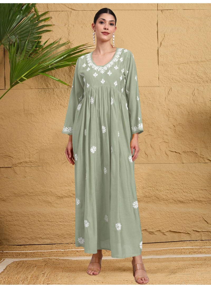 الايا جلابية شانديري مطرزة يدوياً شيكانكاري - Image 1