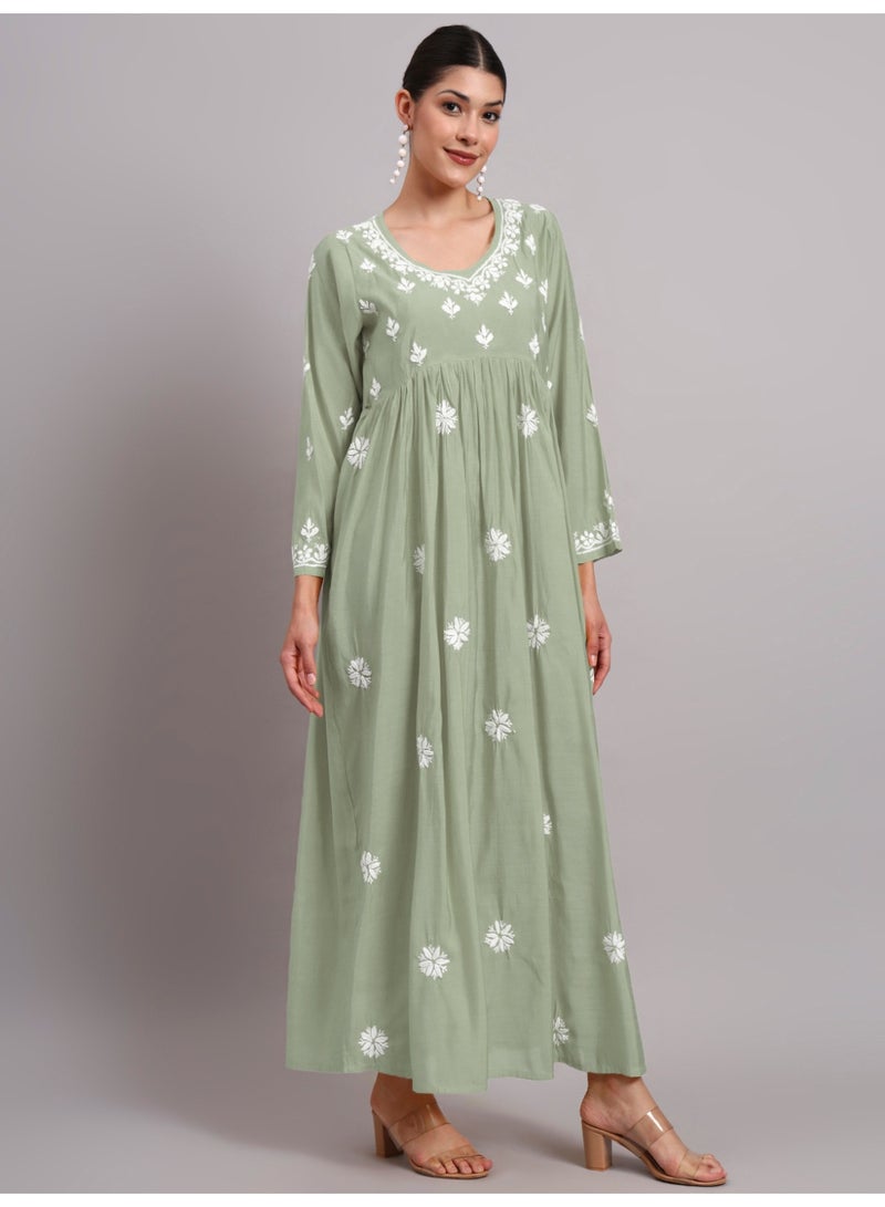 الايا جلابية شانديري مطرزة يدوياً شيكانكاري - Image 3