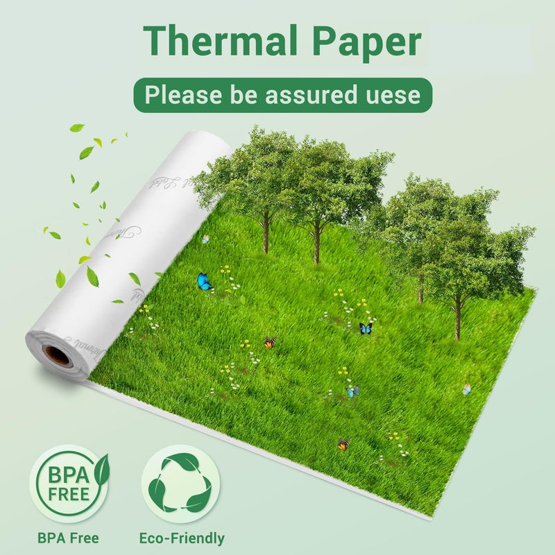 Memoqueen Phomemo White Self-Adhesive Thermal Paper, 4.3" Sticker Paper for Phomemo M04S/M04AS/M832/M834/M835 Bluetooth Thermal Printer, Black on White, 107mm x 3.5m, 3 Rolls - Image 4