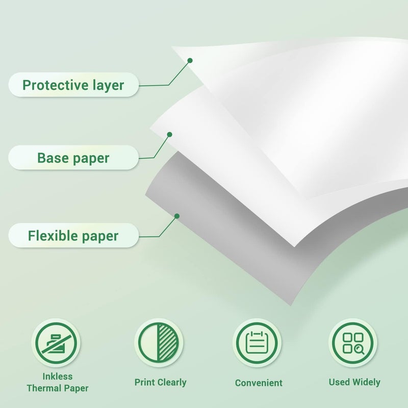 Memoqueen Phomemo White Self-Adhesive Thermal Paper, 4.3" Sticker Paper for Phomemo M04S/M04AS/M832/M834/M835 Bluetooth Thermal Printer, Black on White, 107mm x 3.5m, 3 Rolls - Image 5