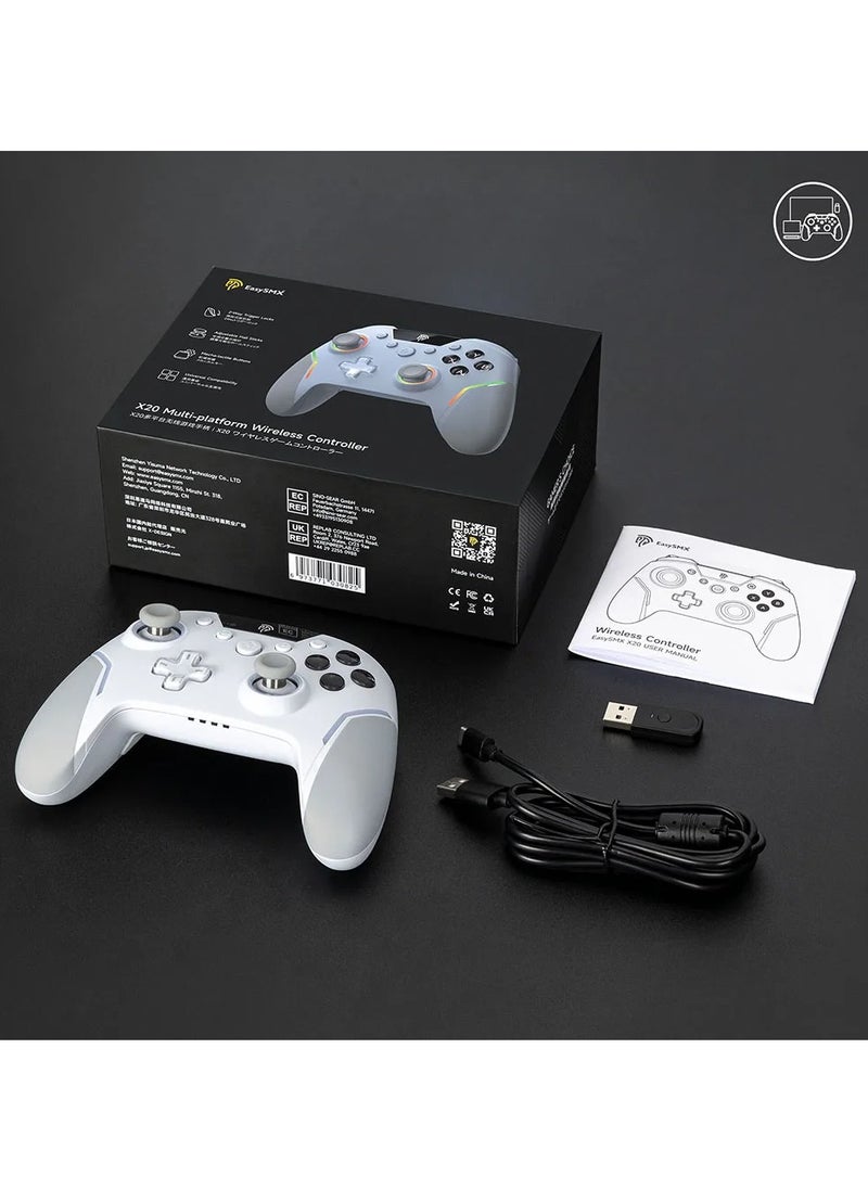 X20 Wireless Gamepad Enhanced Controller Compatible with PC/NS/TV/Phone/Laptop, Hall Micro Triggers Joystick RGB Effect