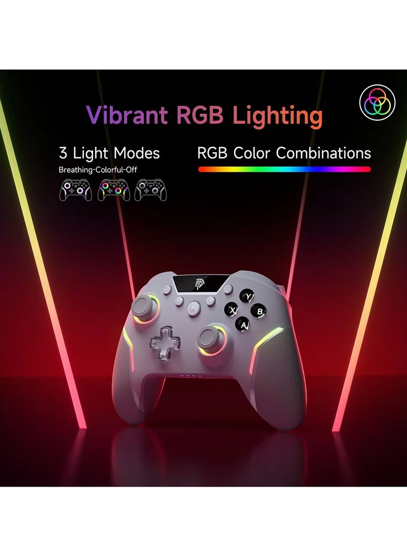 X20 Wireless Gamepad Enhanced Controller Compatible with PC/NS/TV/Phone/Laptop, Hall Micro Triggers Joystick RGB Effect