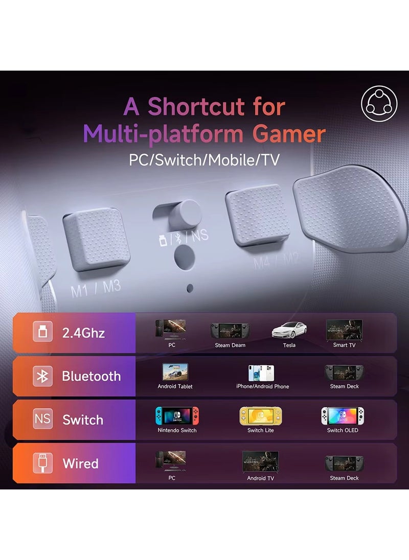 X20 Wireless Gamepad Enhanced Controller Compatible with PC/NS/TV/Phone/Laptop, Hall Micro Triggers Joystick RGB Effect