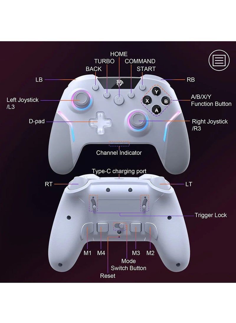 X20 Wireless Gamepad Enhanced Controller Compatible with PC/NS/TV/Phone/Laptop, Hall Micro Triggers Joystick RGB Effect