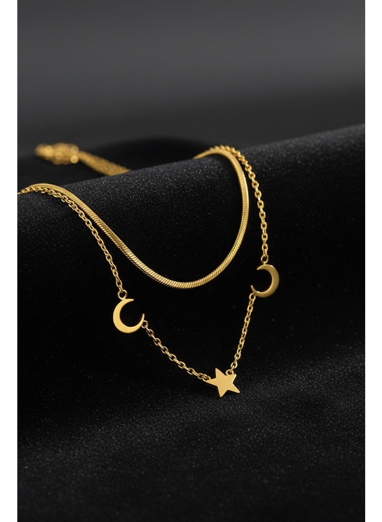 فلافي عقد نسائي بطبقات وتصميم هلال ونجمة – لمسة راقية - Image 1