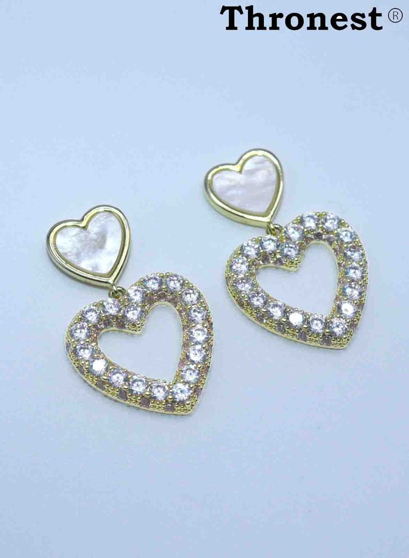 عرش سلسلة أمي، أقراط ماسية فاخرة من الكريستال، أقراط على شكل قلب للزفاف، والحفلات، وهدايا عيد الأم - Image 5