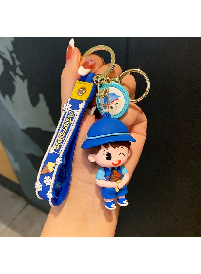 Creative Ice Cream Boy Girl Keychain Doll Couple Cartoon Car Bag Key Chain Pendant Key Rope