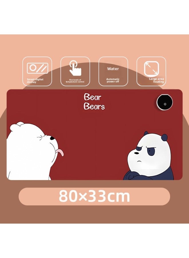 Cartoon Heating Hand Warmer Wrist Pad Mouse Pad Computer Hand Pad Leather Table Pad Keyboard Pad Shortcut Key Mouse Pad-Color:330*800*1.8mm-Pattern:L-1376 - Image 1