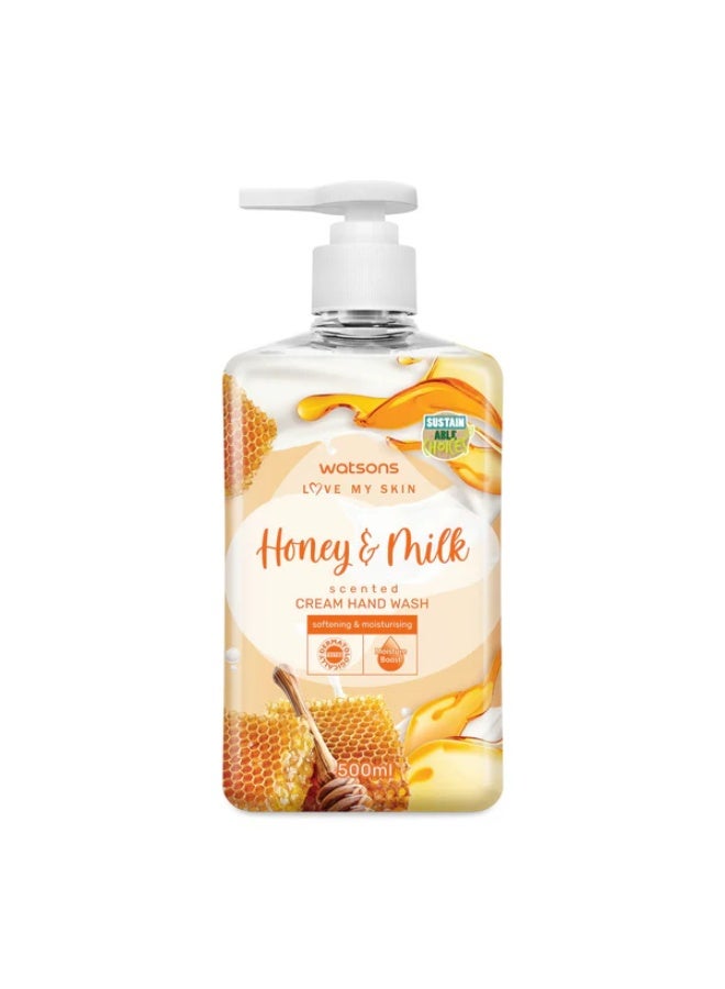 Watsons Honey & Milk Scented Cream Hand Wash 500ml - Image 1