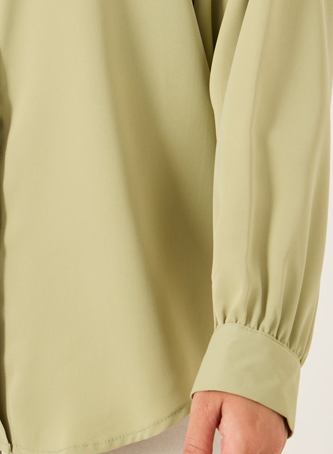 Styli Solid Spread Collar Oversized Shirt - Image 3
