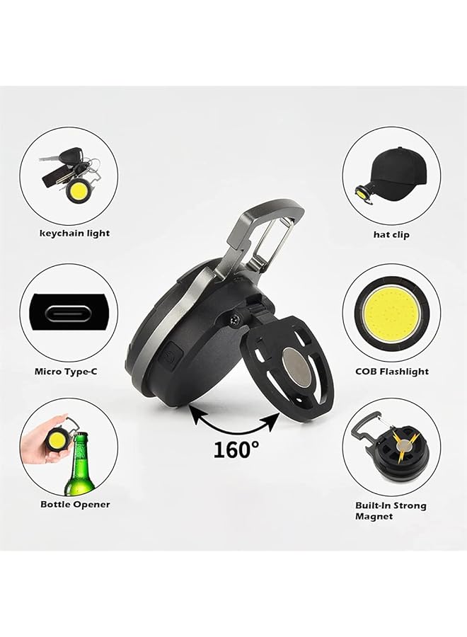 SYOSI Mini Keychain Led Flashlight 800 Lumens Bright Cob Mini Flashlight Keychain Light with Folding Bracket Bottle Opener Magnet Portable Pocket Light for Camping Emergency Fishing Style B - Image 5