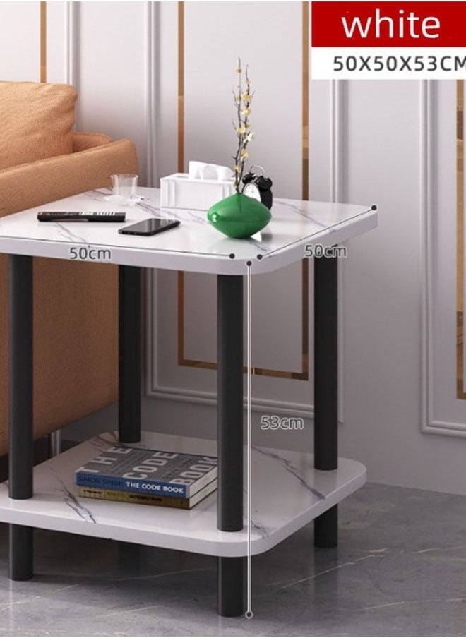 Generic - Square End Table, Double Layer Nightstand Sofa Side Snack Table Coffee Round Table, Simple Design Bedside Table for Living Room Bedroom - Image 1