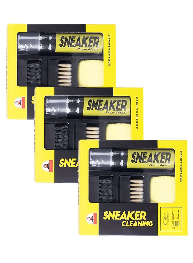 بيكي مجموعة تنظيف الأحذية الرياضية الفاخرة - منظف رغوي، فرشتان للتنظيف العميق، منشفة من الألياف الدقيقة - مجموعة العناية المثالية للأحذية الرياضية والمدربين والأحذية الكاجوال (مجموعة تنظيف الأحذية الرياضية) عبوة من 3 قطع