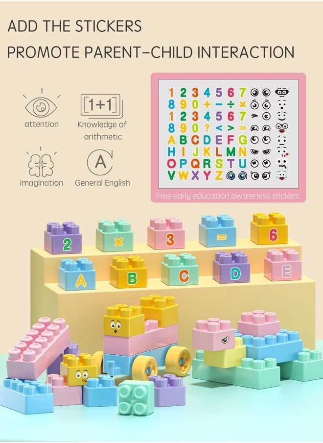 Building Block Table, Multi-Functional Educational Study Block Table, DIY Assembled Educational Toys, A Variety Of Shapes Can Be Built, 360 Pcs Building Block（Macaron color）