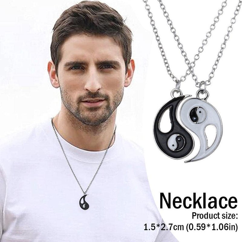 woobles 2 Pieces Yin Yang BFF Couples Pendant Necklace Chain,Personalized Matching Puzzle Diagrams Stainless Steel Necklaces,Matching Couples Friendship Necklace Jewelry for Women Men Gift - Image 1
