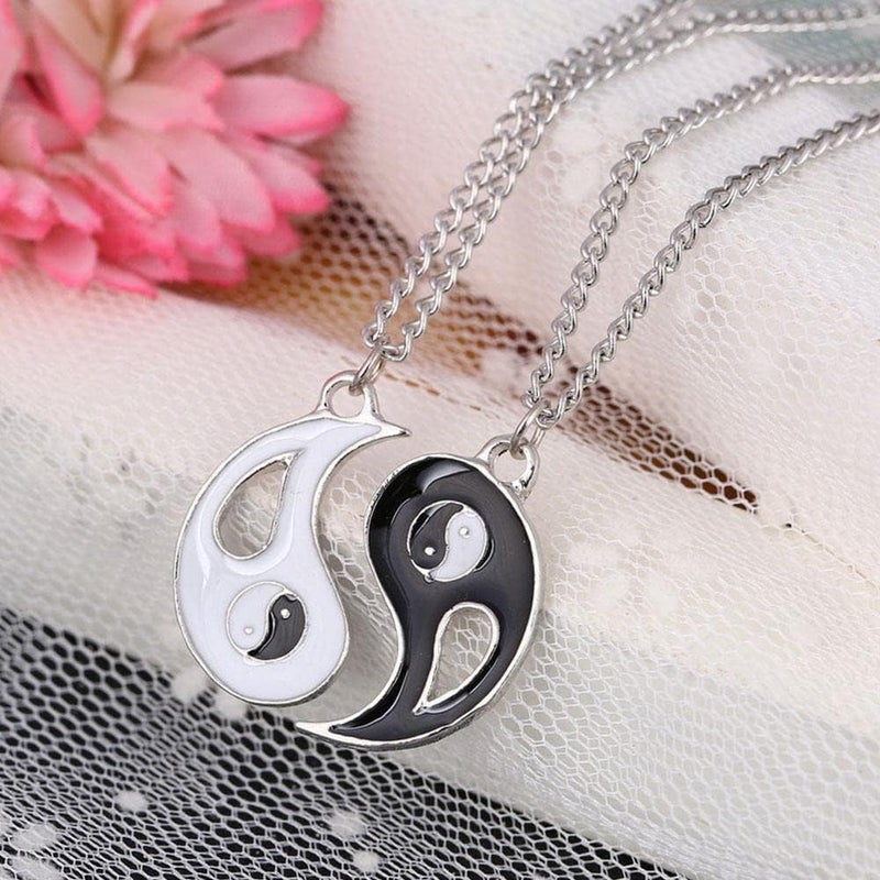 woobles 2 Pieces Yin Yang BFF Couples Pendant Necklace Chain,Personalized Matching Puzzle Diagrams Stainless Steel Necklaces,Matching Couples Friendship Necklace Jewelry for Women Men Gift - Image 5