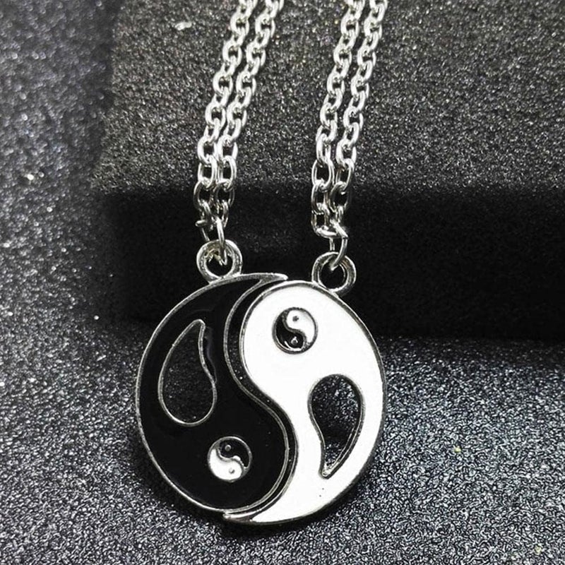 woobles 2 Pieces Yin Yang BFF Couples Pendant Necklace Chain,Personalized Matching Puzzle Diagrams Stainless Steel Necklaces,Matching Couples Friendship Necklace Jewelry for Women Men Gift - Image 4