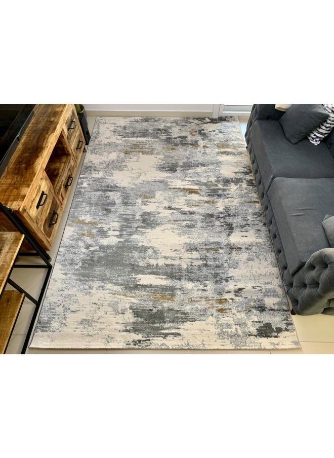 HANDPICKED FURNITURE Handpicked Furniture Abstract Grey Rug, Ultra Soft Area Carpets For Bed Room, Living Room, And Dining Room, Antislip Floor Carpets, Easy To Clean, Made In Turkey, Polypropylene, Rectangle  - Image 1