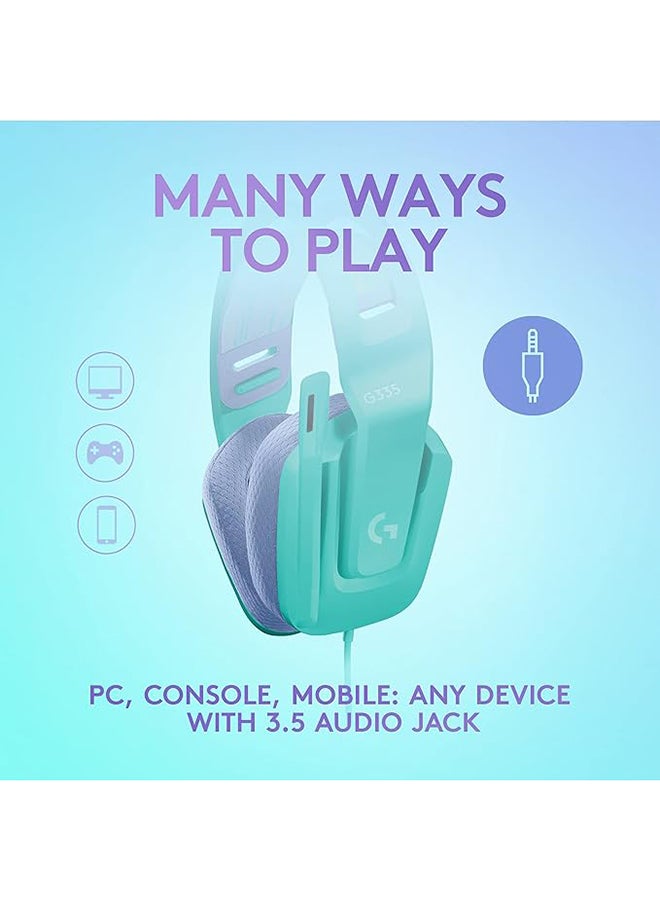 Logitech G335 Wired Gaming Headset, with Microphone, 3.5mm Audio Jack, Comfortable Memory Foam Earpads, Lightweight, Compatible with PC, PlayStation, Xbox, Nintendo Switch Mint - Image 3