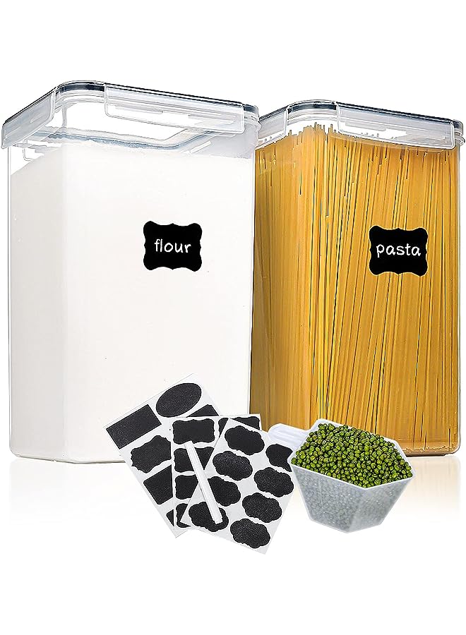 6.5L Kitchen Food Storage Containers with 2 Measuring Scoops, BPA Free Plastic Pantry Canisters, Airtight Silicone Ring & Side Locking Lids, Perfect to Store Cereal, Flour or Sugar, Pack of 2  - Image 1