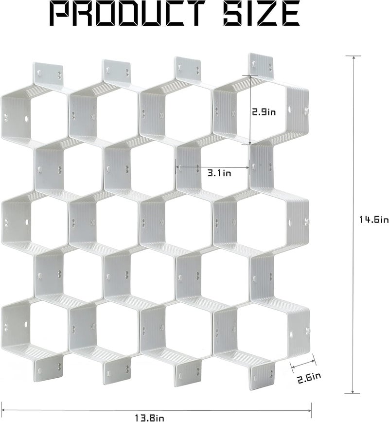 Natzerat Drawer Splitter 16-piece Set Adjustable Honeycomb Organizer Tie Sock Organizer Underwear Panties Cosmetic Sorter (Grey) - Image 2
