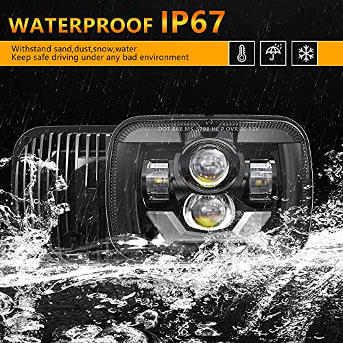 RAMJET4X4 5x7 7x6 Led Headlights H6054 DOT Headlamp Compatible with Jeep Cherokee XJ 1984-2001 Wrangler YJ 1987-1995 Comanche MJ 1986-1992 Ford Chevy GMC etc - Image 4
