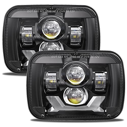 RAMJET4X4 5x7 7x6 Led Headlights H6054 DOT Headlamp Compatible with Jeep Cherokee XJ 1984-2001 Wrangler YJ 1987-1995 Comanche MJ 1986-1992 Ford Chevy GMC etc - Image 1