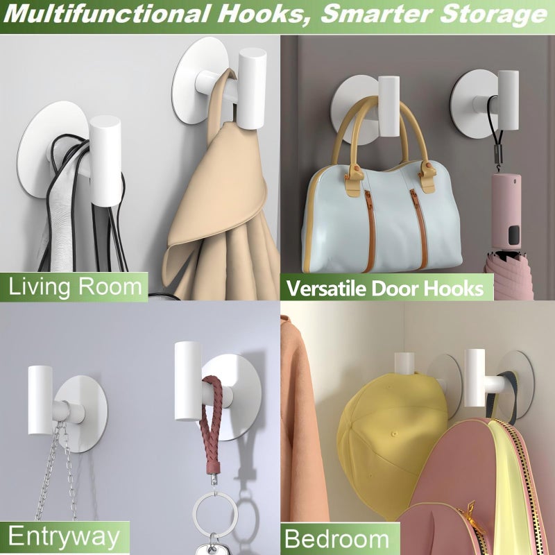 VINHOLD Heavy Duty White Towel Hooks, Stainless Steel Adhesive Coat Hooks for Bags, Towels, Robes, Hats, Aprons â€“ No Drill Bathroom, Kitchen, Hotel Wall Hooks (2 Pack) - Image 4