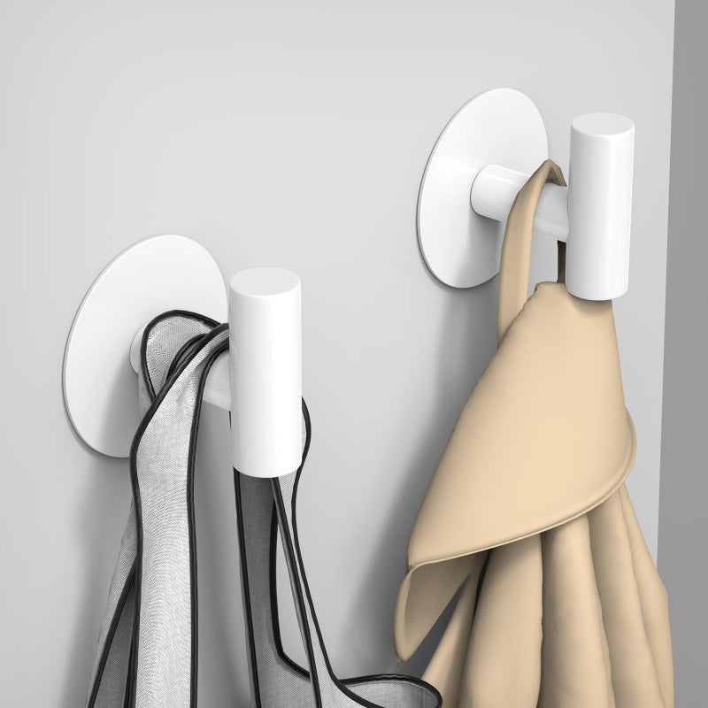 VINHOLD Heavy Duty White Towel Hooks, Stainless Steel Adhesive Coat Hooks for Bags, Towels, Robes, Hats, Aprons â€“ No Drill Bathroom, Kitchen, Hotel Wall Hooks (2 Pack) - Image 3