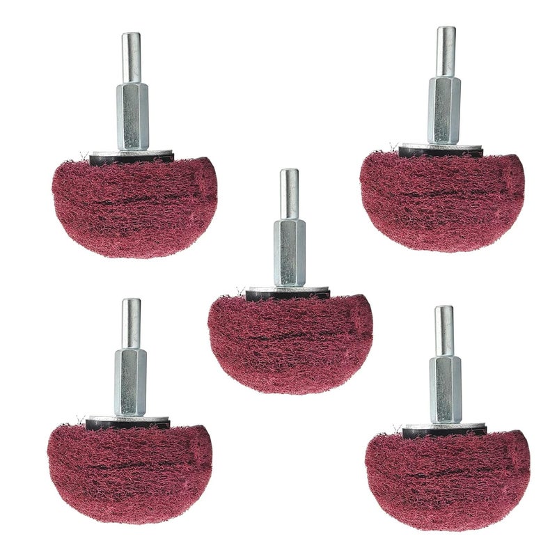 Banmo Abrasive 5PCS Non Woven Abrasive Buffing Wheels Polishing Wheel Drill Attachment Set, 2 Inch Scouring Pads Abrasive Mushroom Wheel Polishing Wheel with 1/4" Shank for Polishing Scrubbing and Cleaning Surface - Image 1