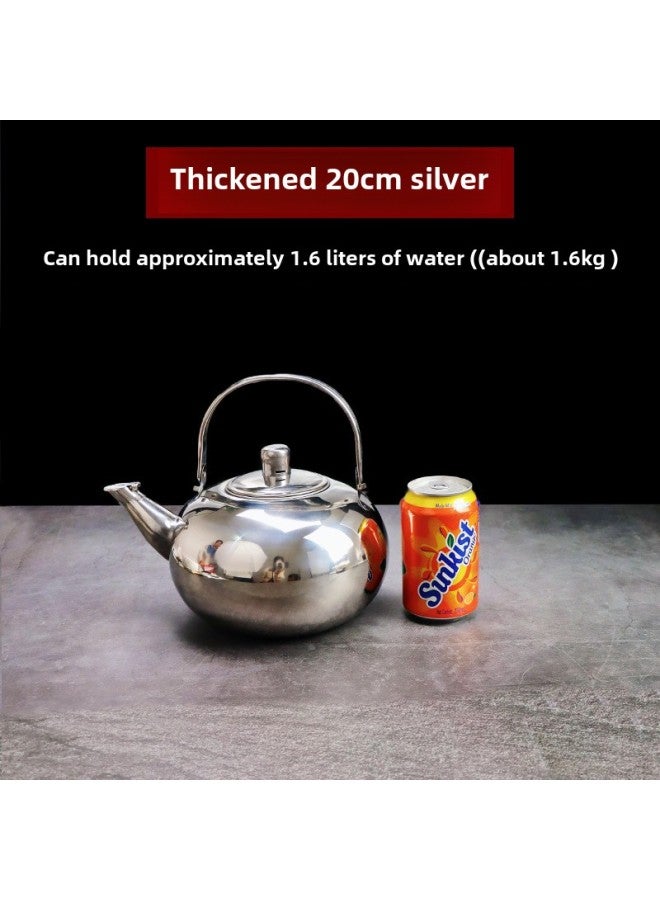 Special Offer Stainless Steel Teapot Restaurant Teapot With Strainer Household Kettle Large Capacity Hotel And Restaurant Kettle-Color:Free Engraving Starting From 10 Pieces-Capacity:Linglong Pot 20cm Silver Upgraded Thickened Version  - Image 1